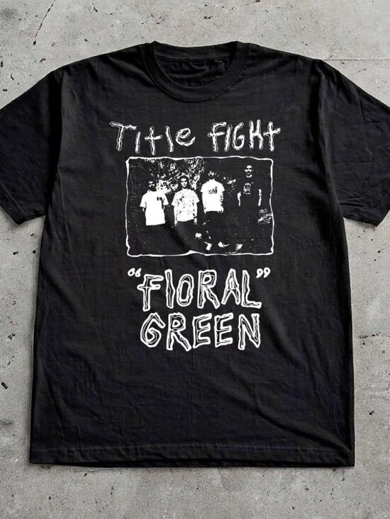 Gildan Other - Title Fight Floral Green Band Graphic T-Shirt | Black Vintage Emo Hardcore Tee